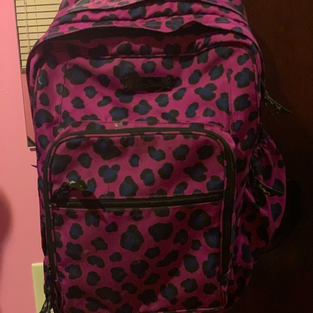Vera Bradley leopard print large backpack. Purple